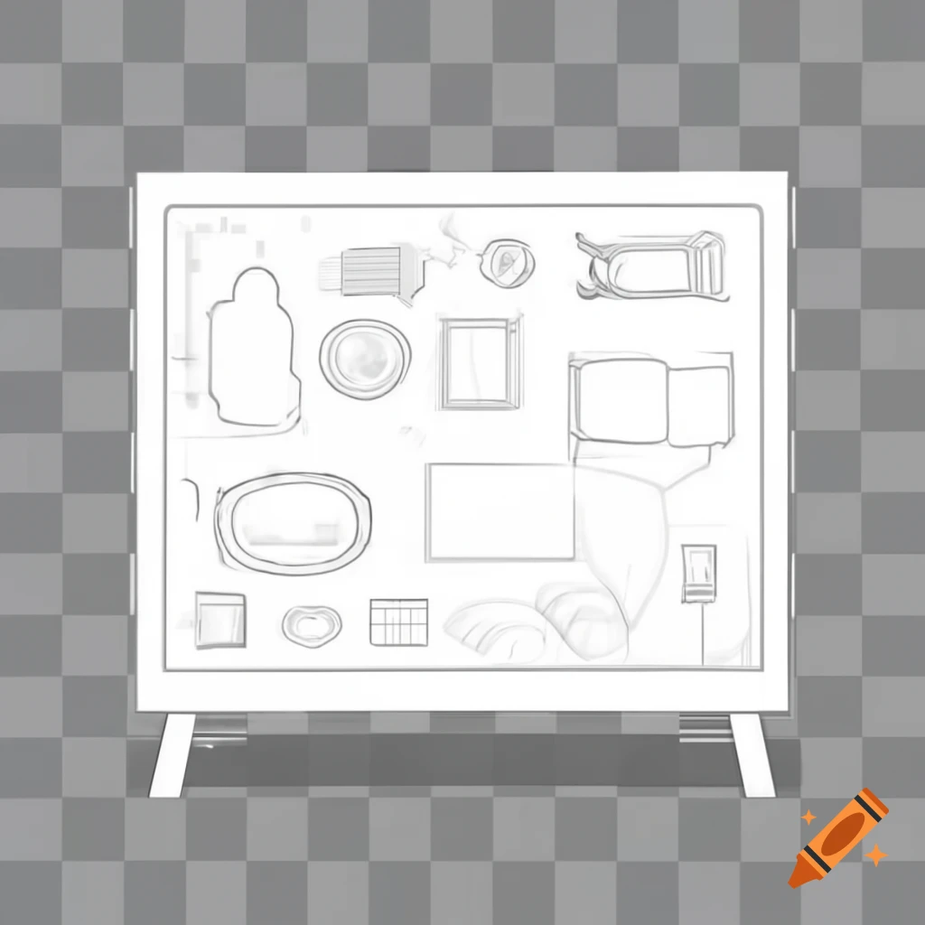 Cartoon-style whiteboard filled with diagrams
