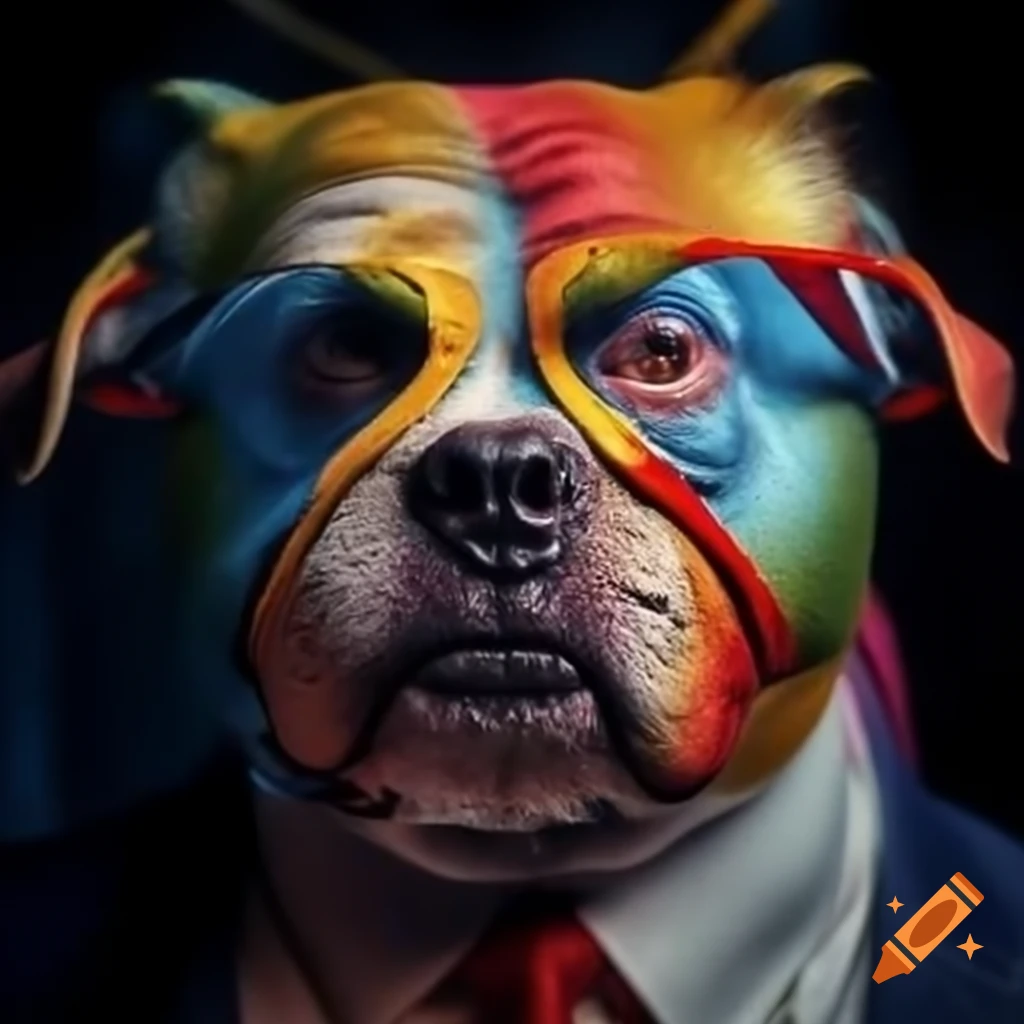 Angry dog biting imagery with political satire