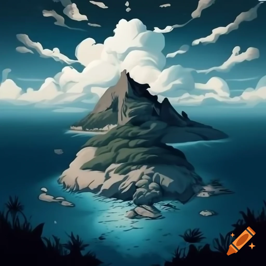 Monotone island landscape