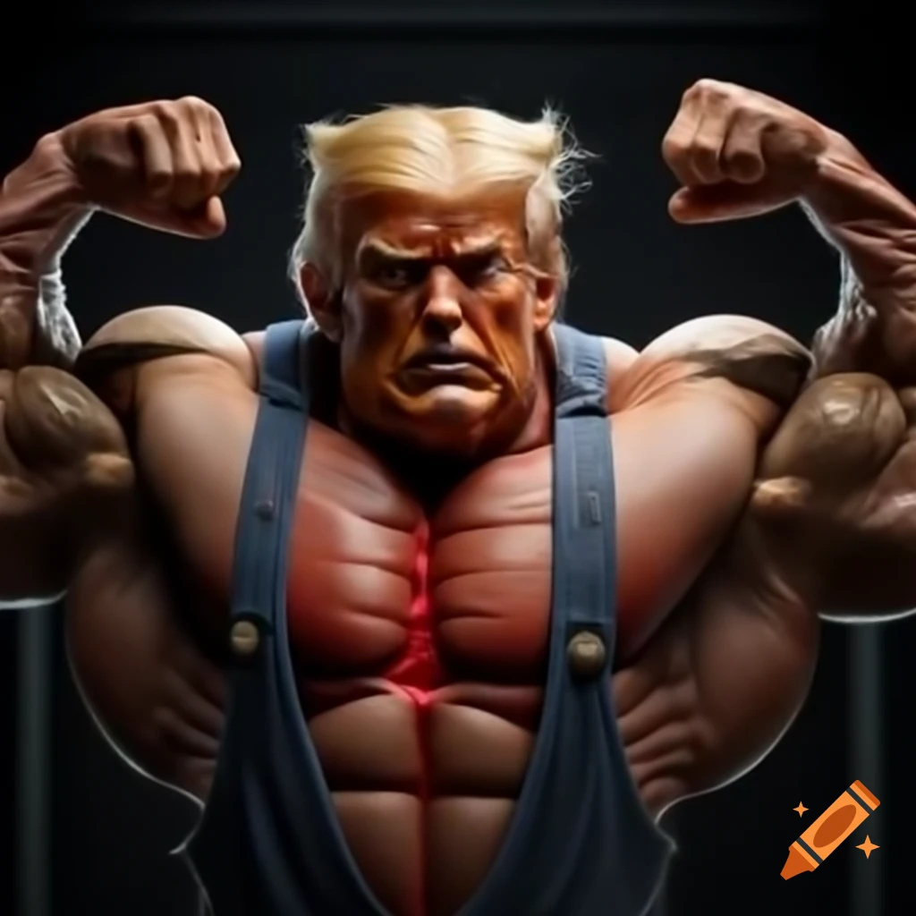 Extremely muscular man flexing huge chest and biceps