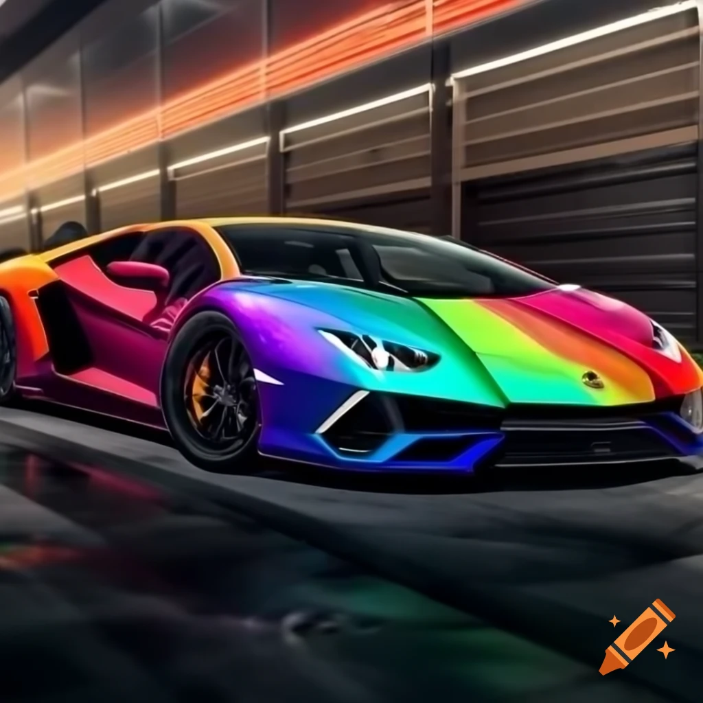 Colorful rainbow Lamborghini sports car