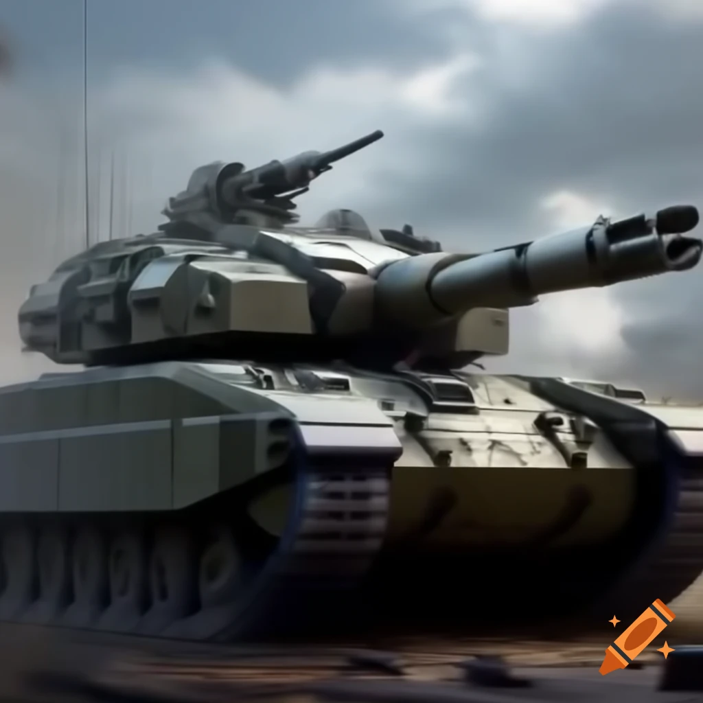 Futuristic tank featuring dual barrels and machine gun