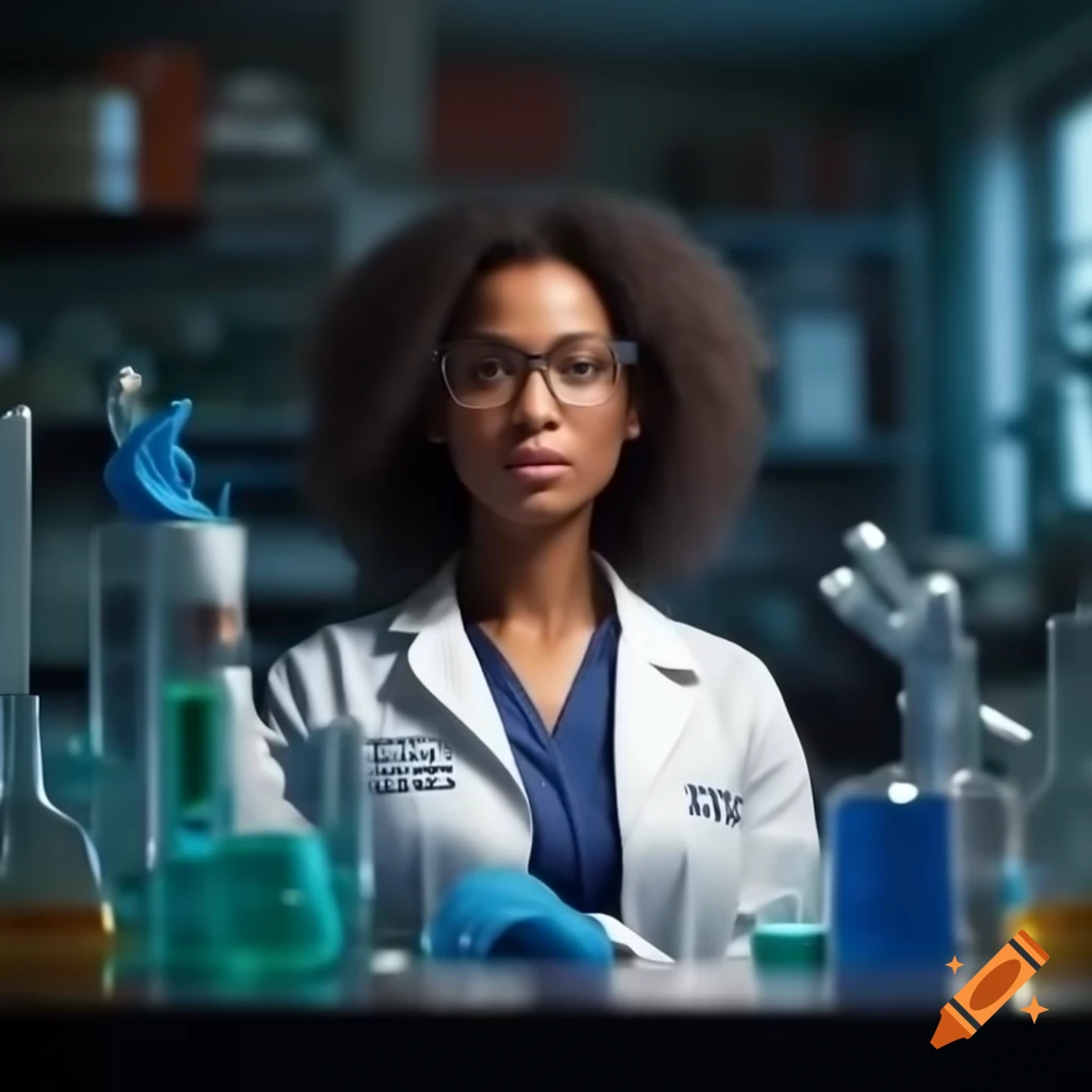 Realistic portrayal of woman scientist working in laboratory