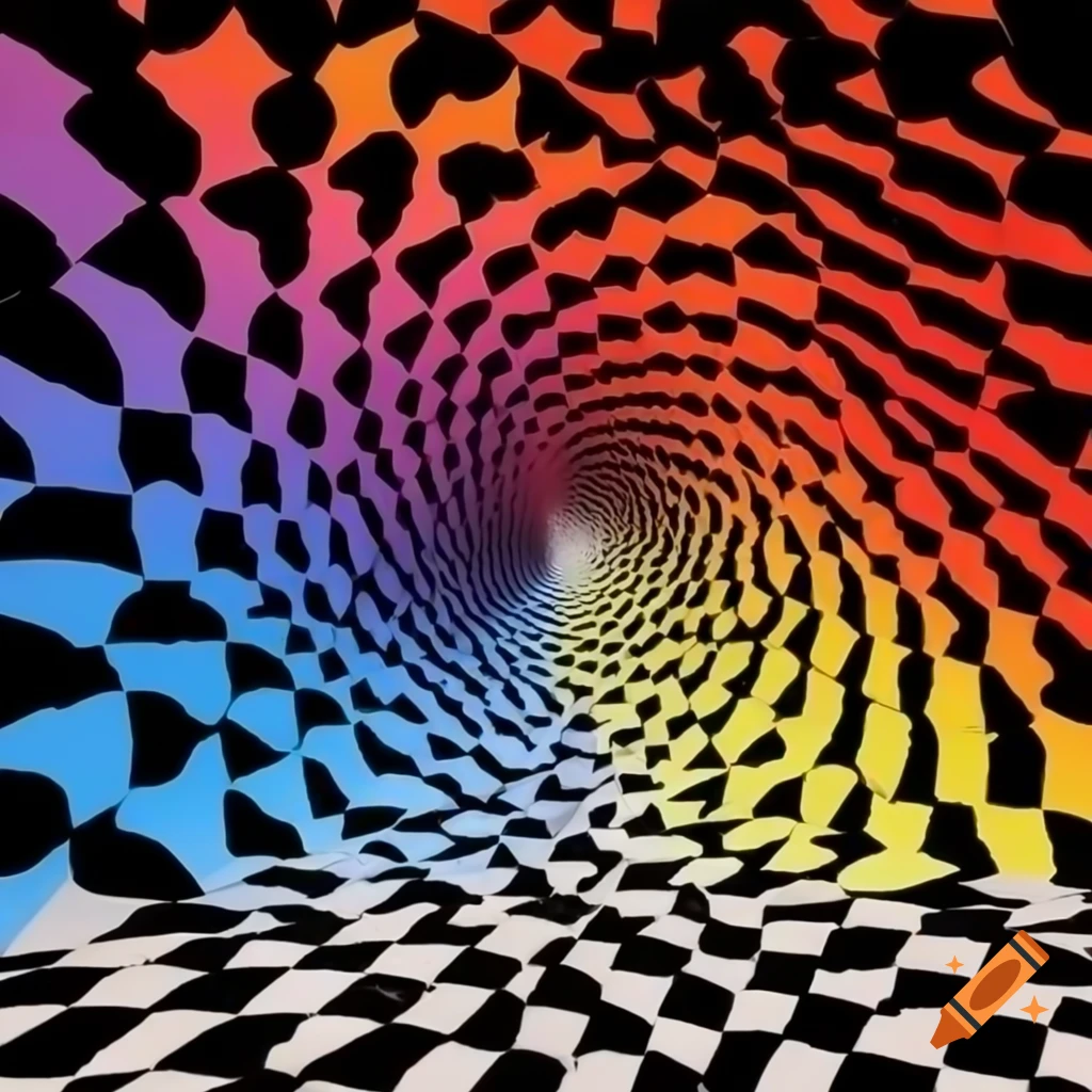 Multicolored hyperbolic space with bending time and checkerboard floor