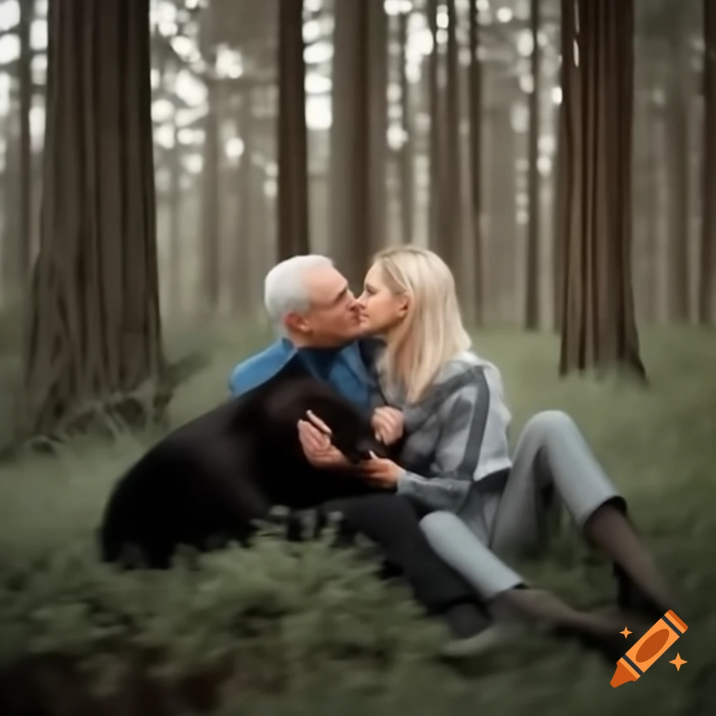 Satirical depiction of a controversial couple with political and media themes