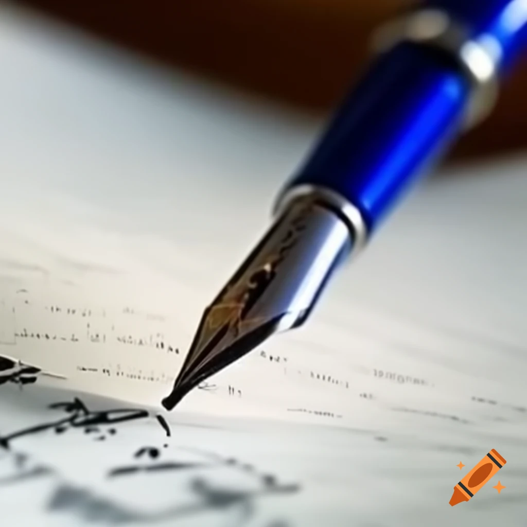 Super blue pen creating signature on paper