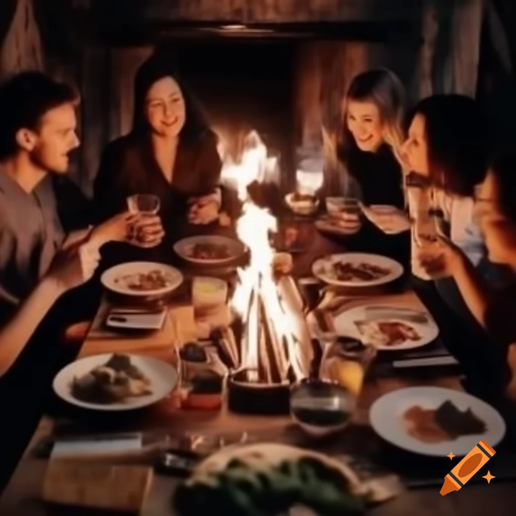 Dinner table engulfed in flames
