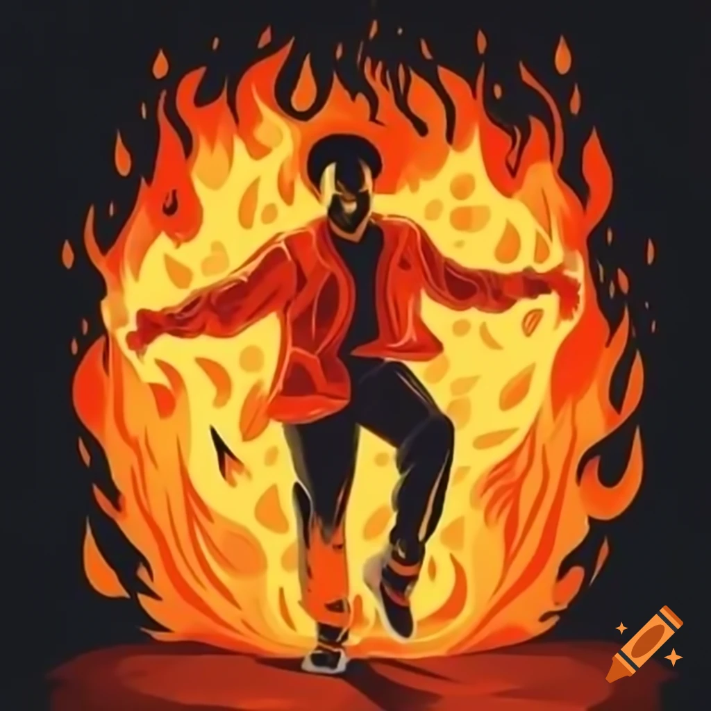 The Weeknd performing with flames in the background