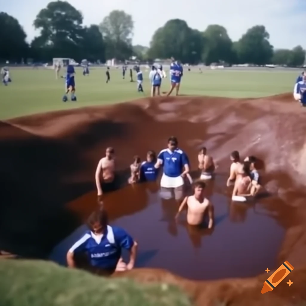 Everton Football Club playing in challenging conditions at Goodison Park, 2000s color photo