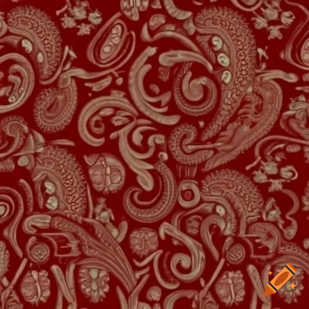 Antique Paisley pattern in red tones with swirling shapes for pillow cover