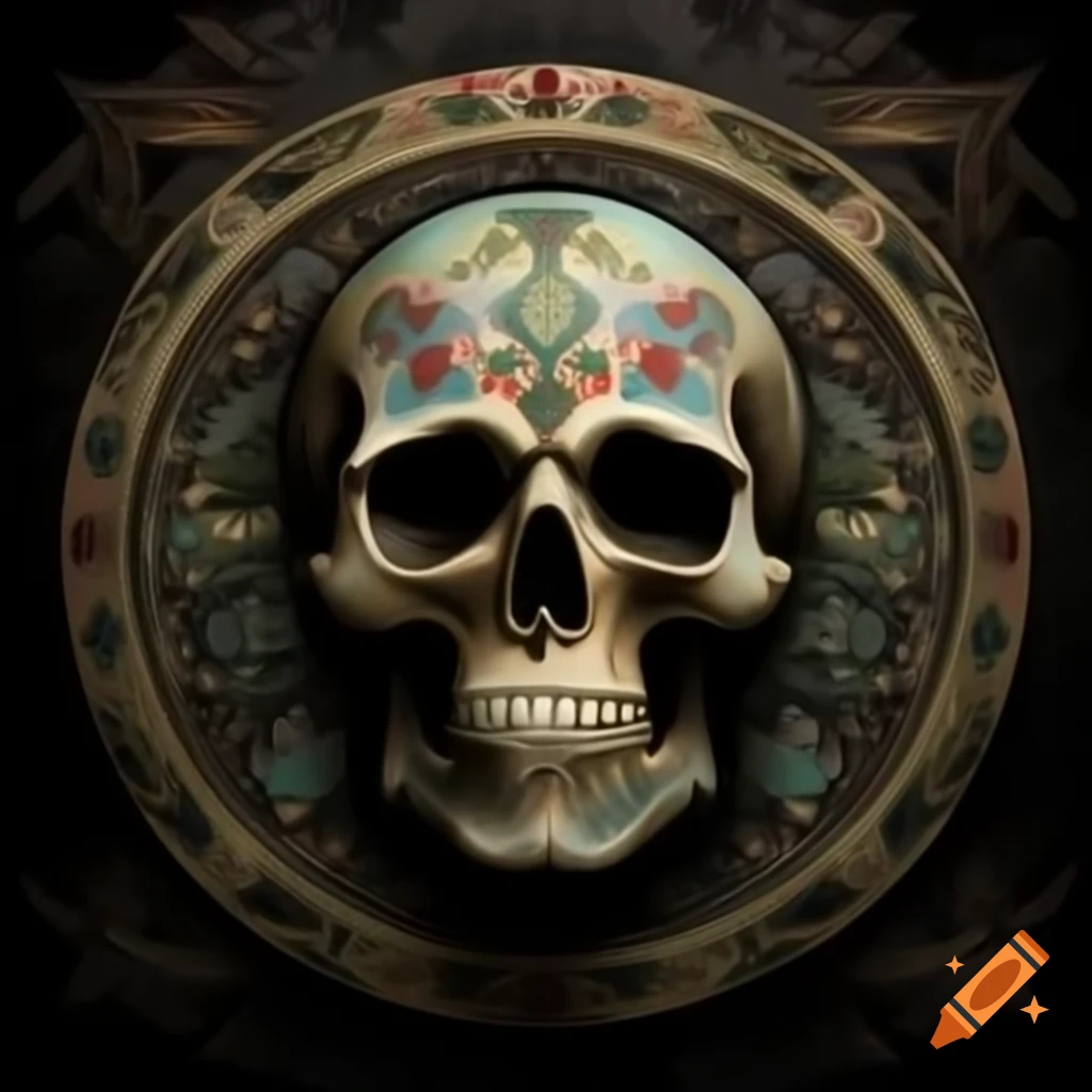 Weathered Grateful Dead skull emblem with intricate faded detail
