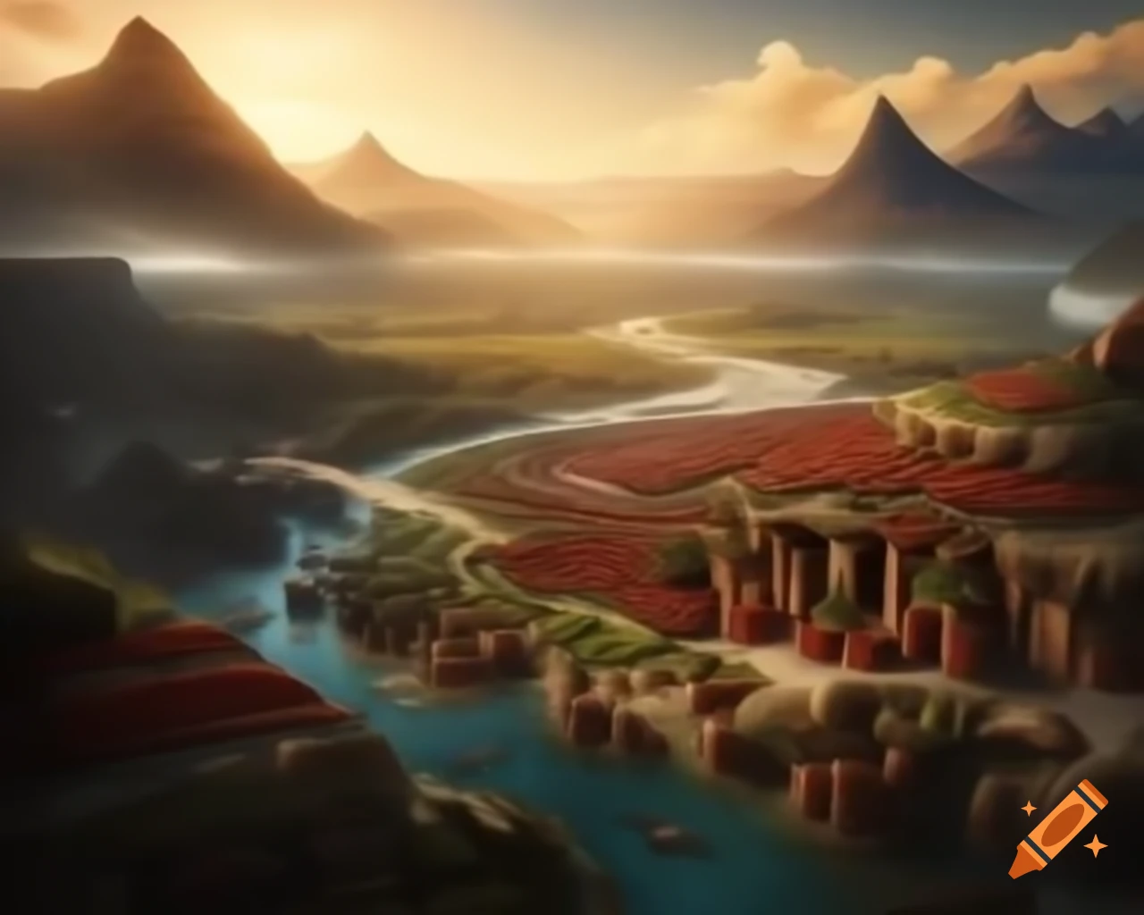 Legend of a valley surrounded by ripe tomatoes, guarded by mountains