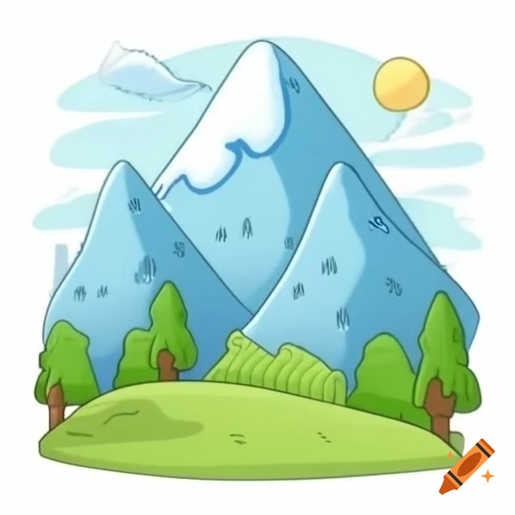 Cartoon plush mountain landscape illustration