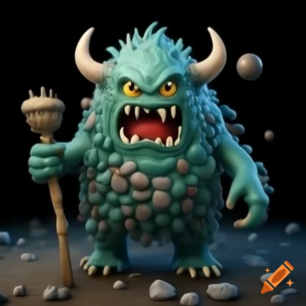 Rock monster holding a club