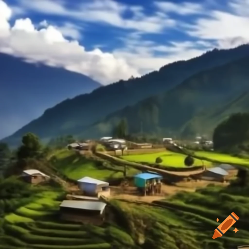 Rural village in Nepal showcasing traditional architecture and landscape