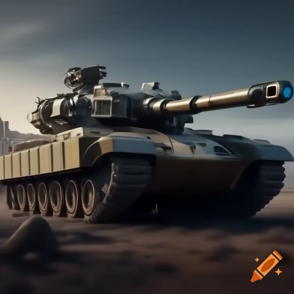 Futuristic tank featuring dual barrels and machine gun