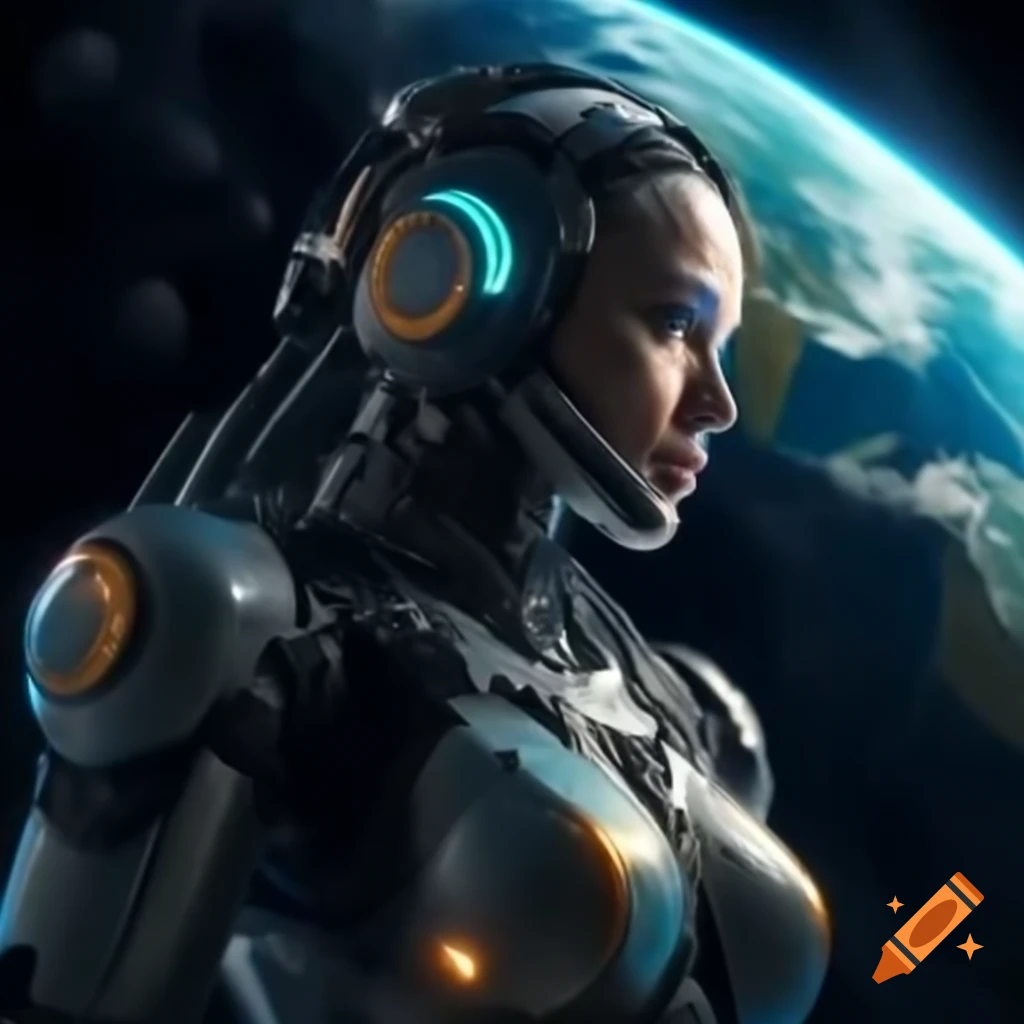 AI observing Earth with a menacing presence
