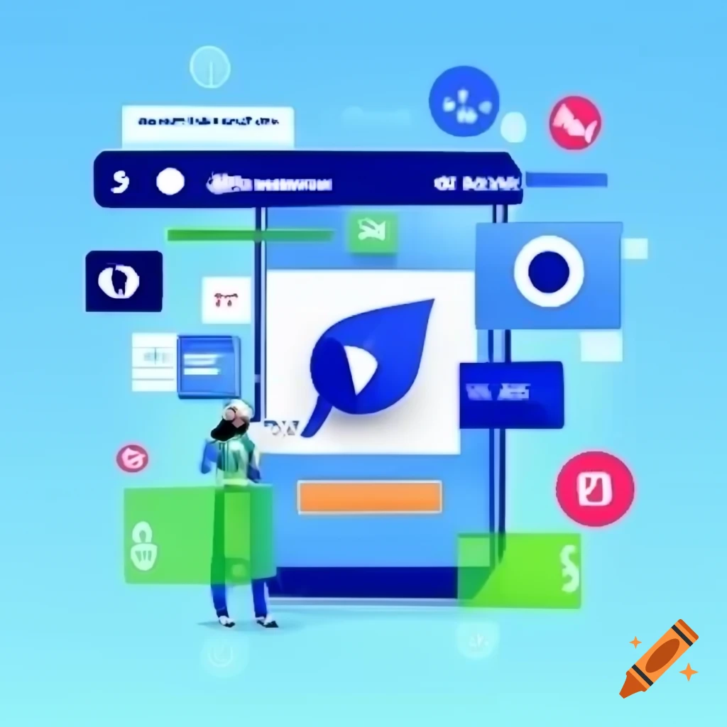 Abstract digital interface representing diverse digital services