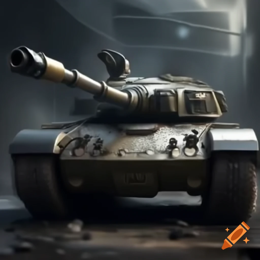 Futuristic tank featuring dual barrels and machine gun