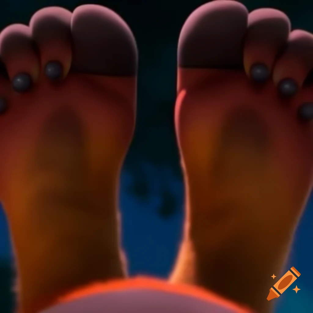 Detailed view of Nick Wilde's fox feet from Zootopia