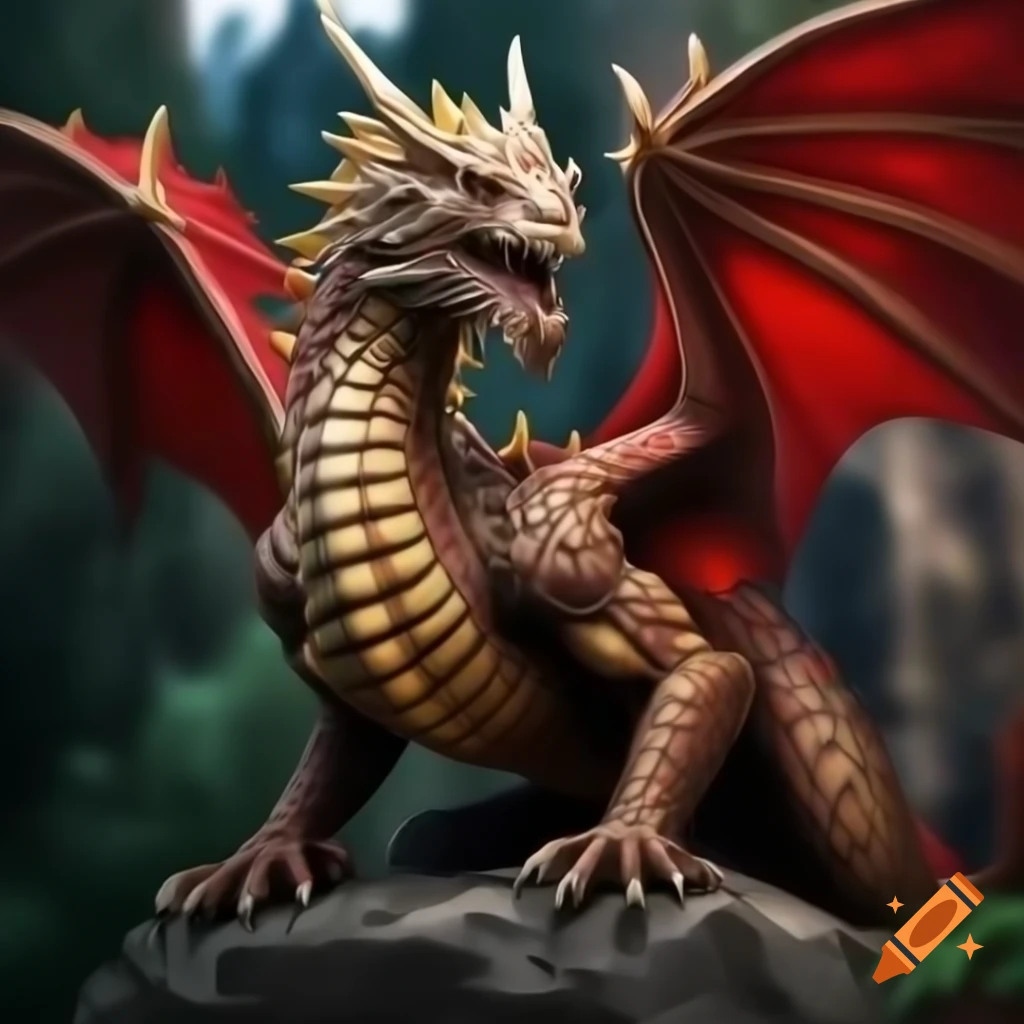 Realistic dragon embodying Spanish spirit with vibrant red and yellow colors