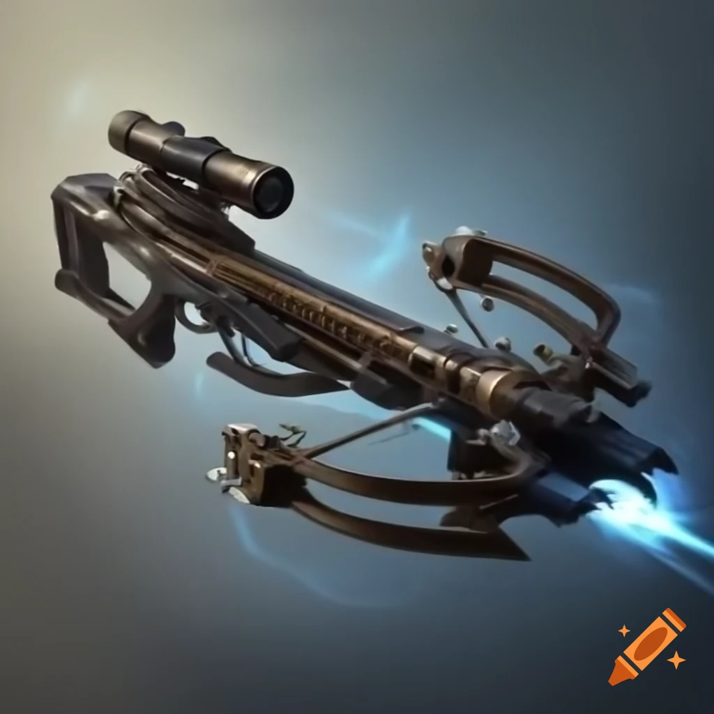 Sleek white and black steampunk crossbow with electricity