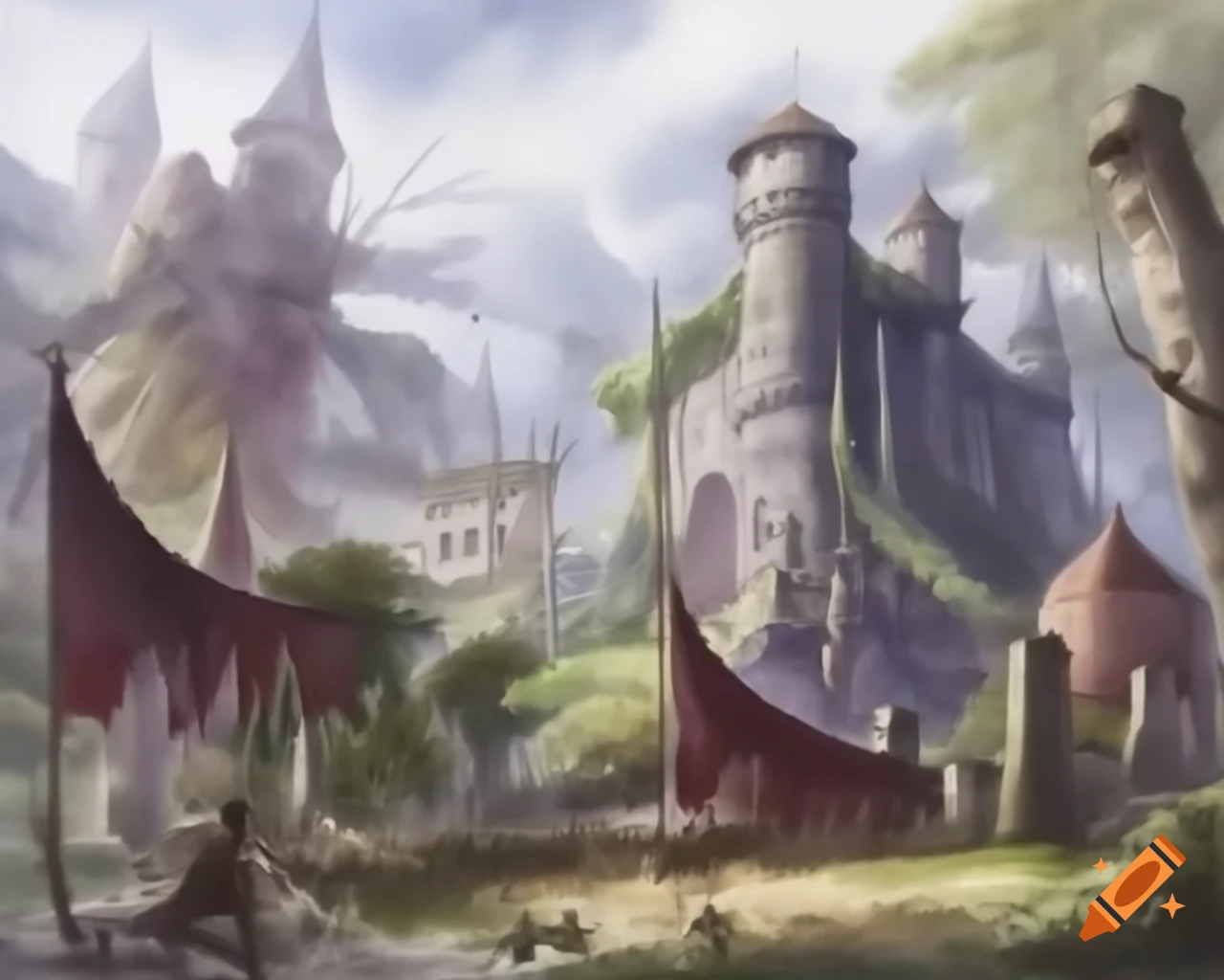 Dark fantasy watercolor artwork