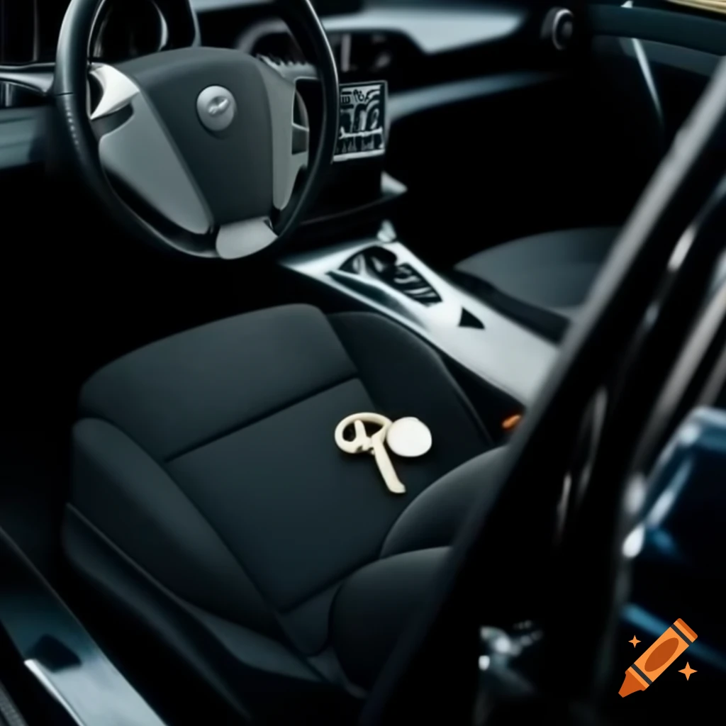 Set of keys lying on the front seat of an empty car