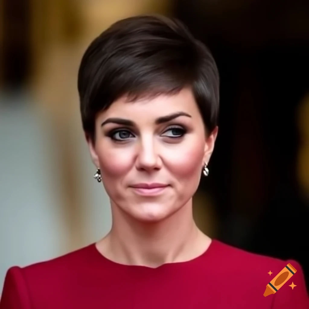Catherine Middleton with bold pixie cut showcasing her confident style