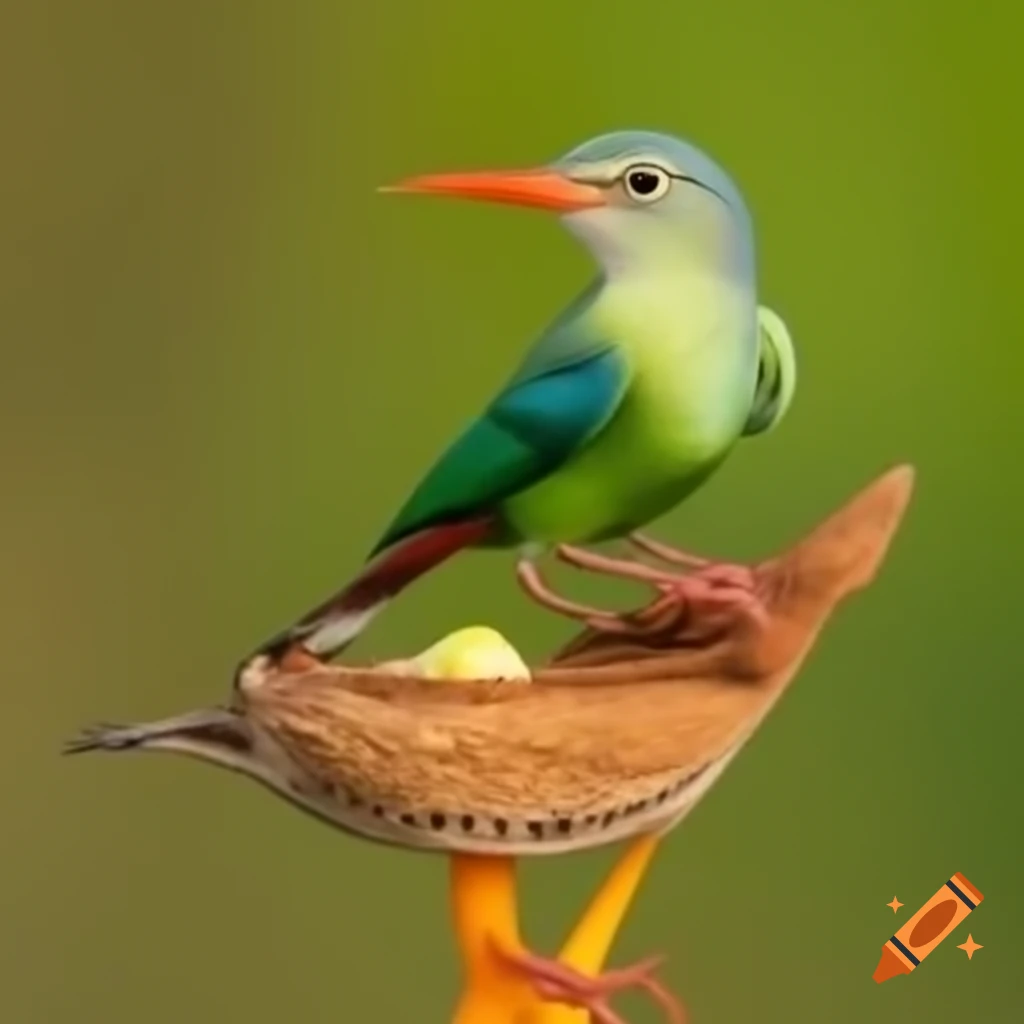 Colorful illustration of a bird made from various vegetables