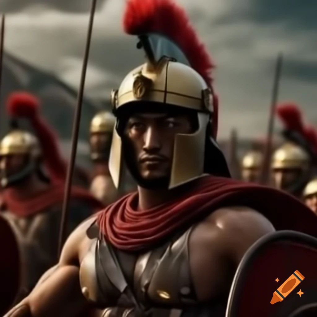 Japanese man in Spartan soldier costume from ancient Greece