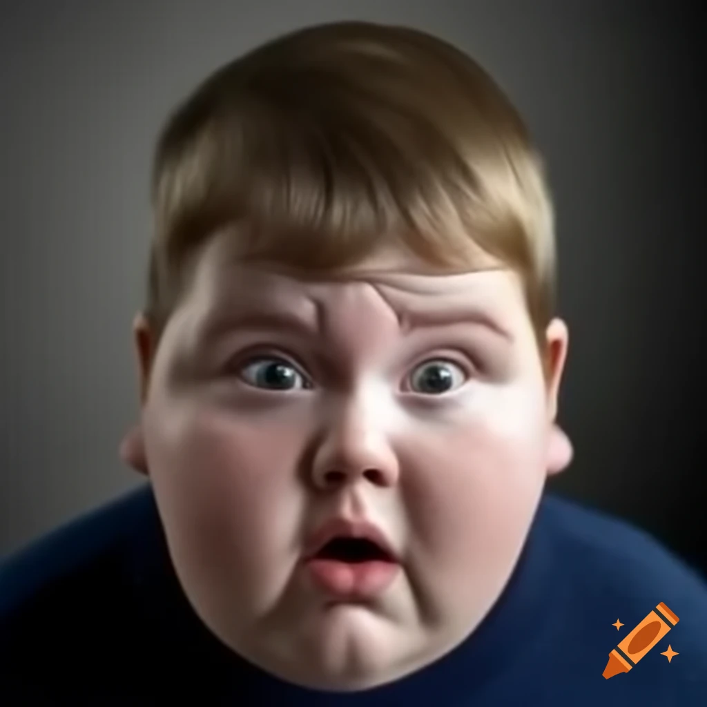 Surprised boy with a plump physique