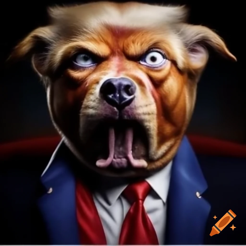 Angry dog biting imagery with political satire