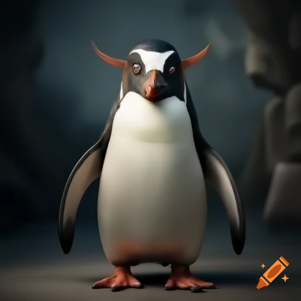 Muscular mythical penguin character
