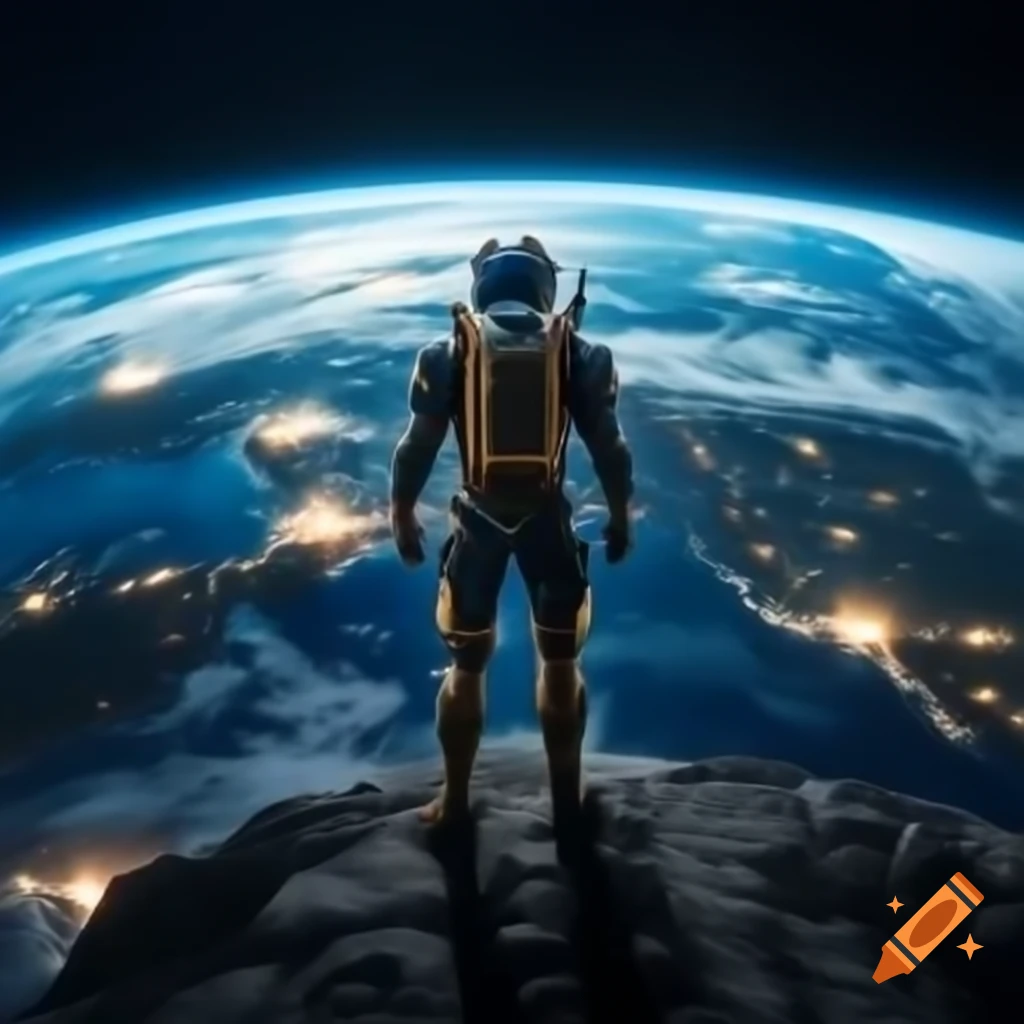 AI observing Earth with a menacing presence