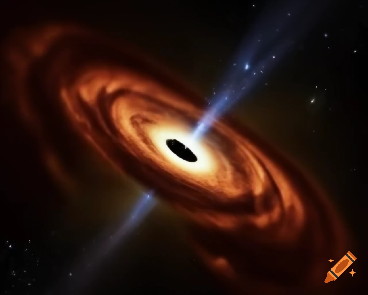 Realistic black hole in star-filled space using advanced rendering technologies