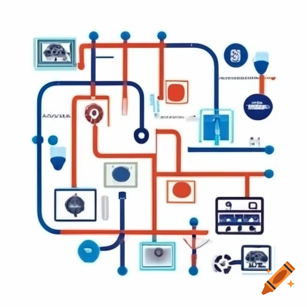 Abstract design featuring circuits and health-related images