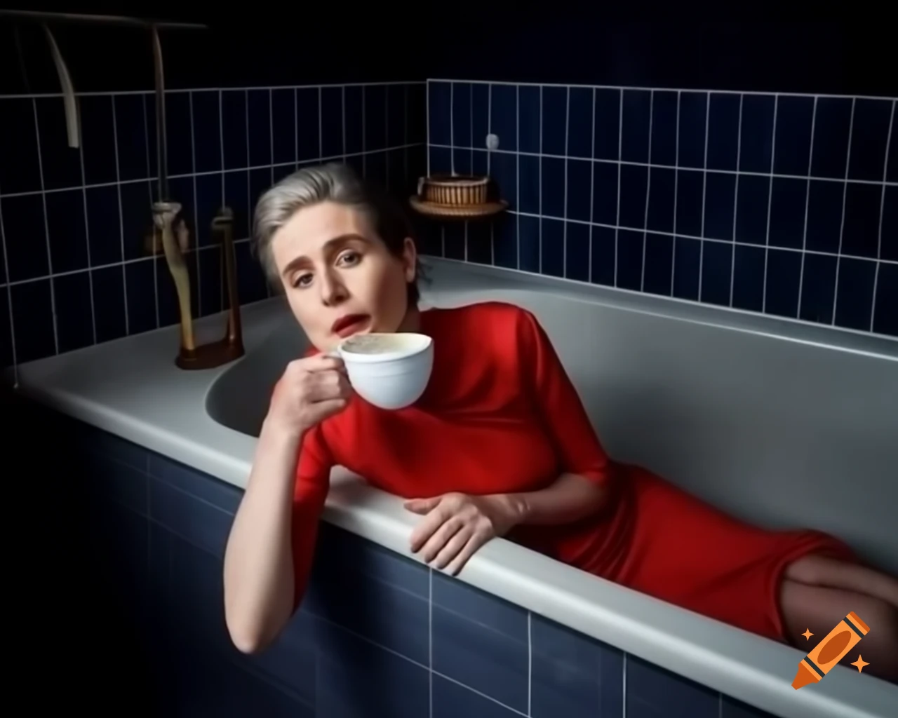 British Labour Party leader Keir Starmer sitting in bath enjoying tea