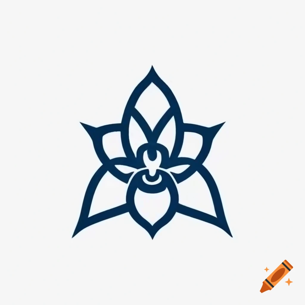 Stylized modern orchid flower design with angular geometrical shapes