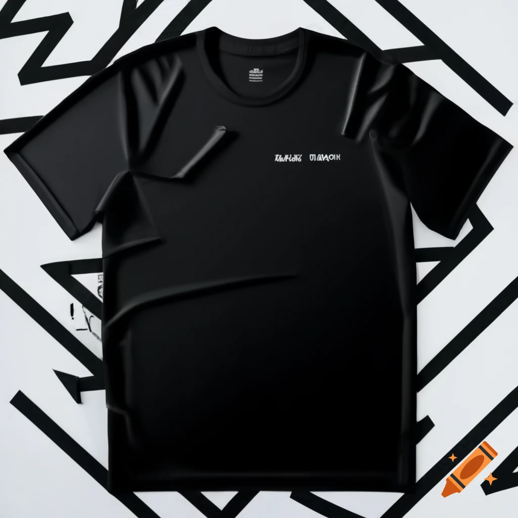 Black athletic t-shirt with vertical white lines and 'MOVE' in bold typography