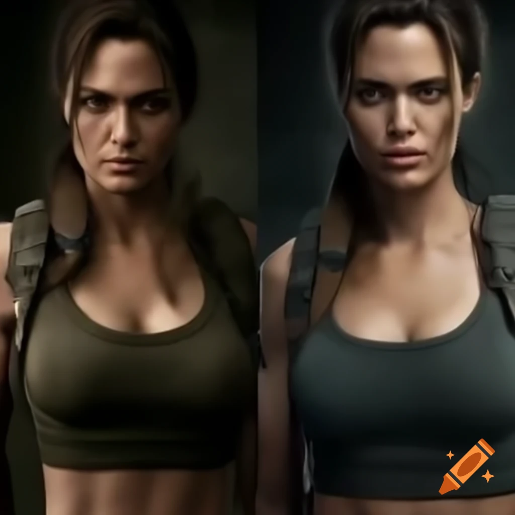 Empowering portrait of Lara Croft, showcasing athletic physique