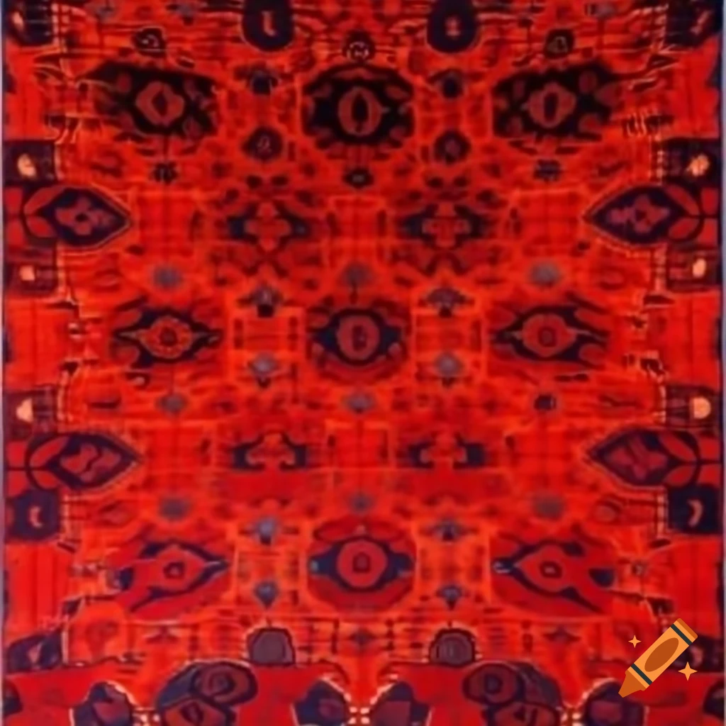Distorted Persian carpet with colorful high contrast patterns
