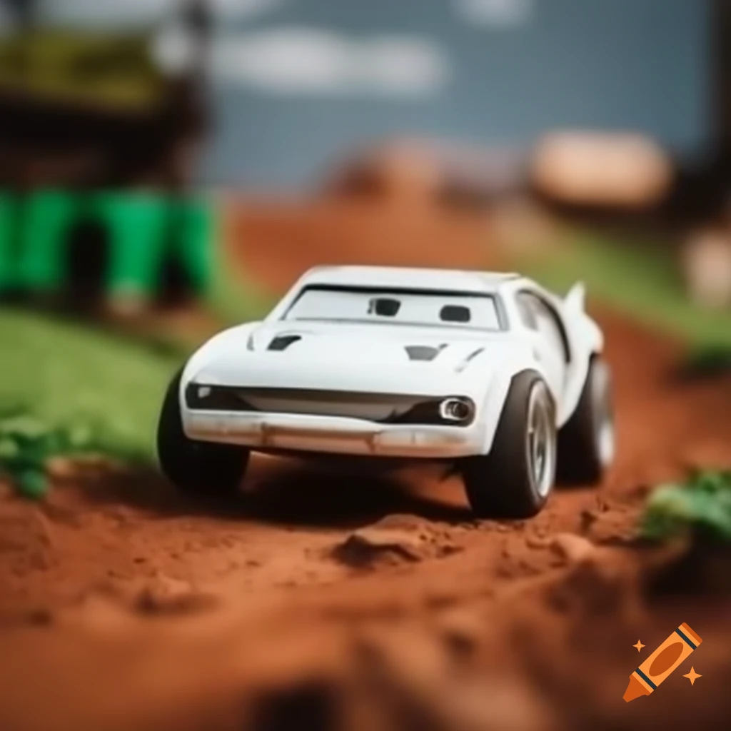White hobby stock race car on dirt track