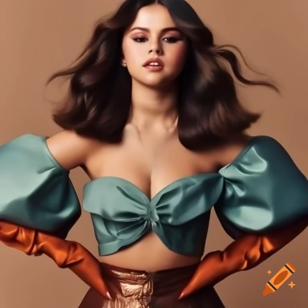Fashionable woman in sage blue blouse and rose gold mini skirt