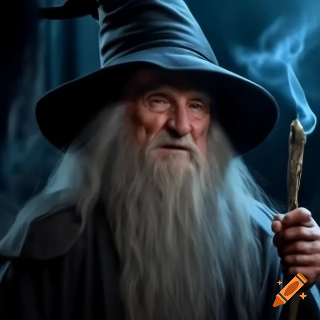 Gandalf from Lord of the Rings laughing and smoking