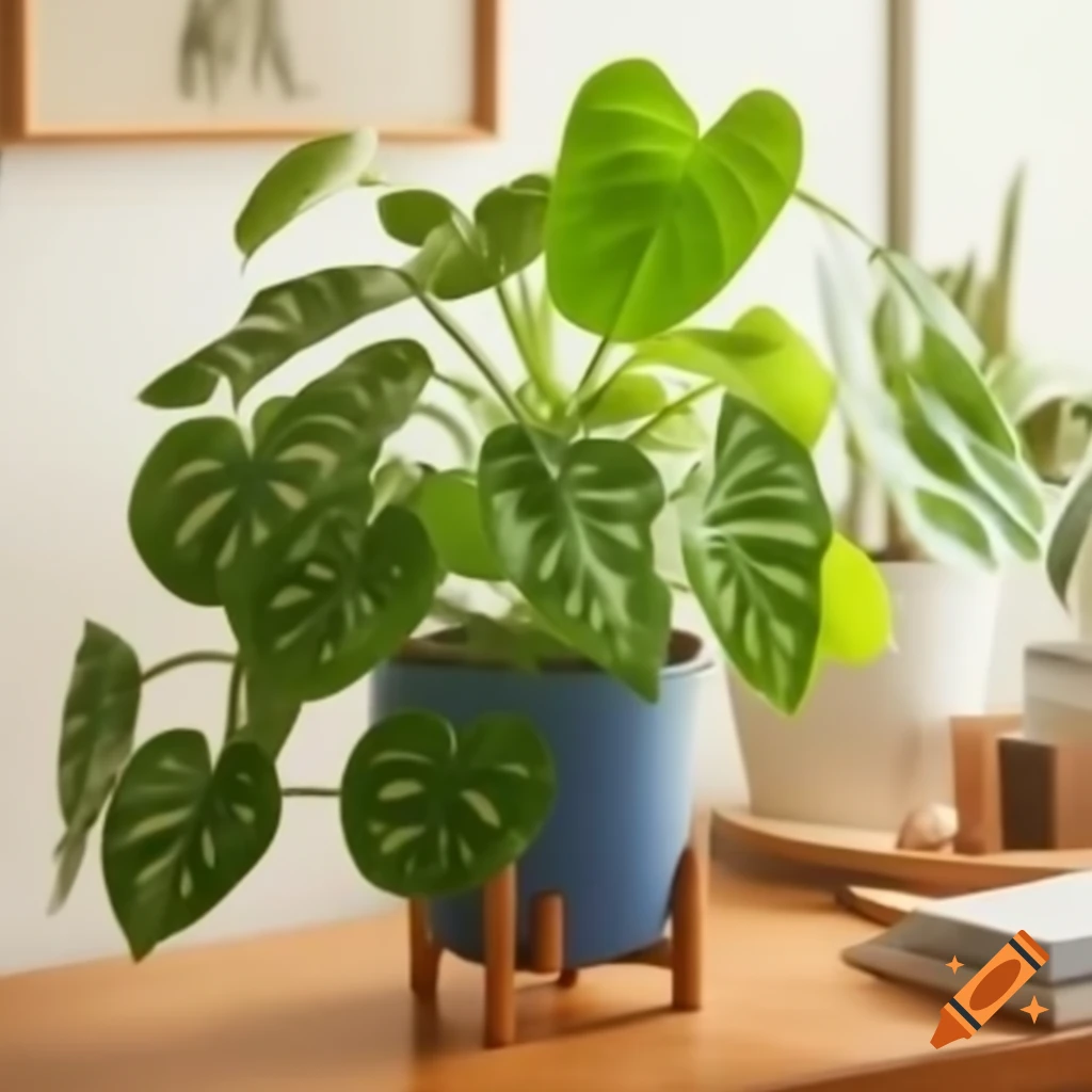 Beautiful house plant with vibrant green leaves