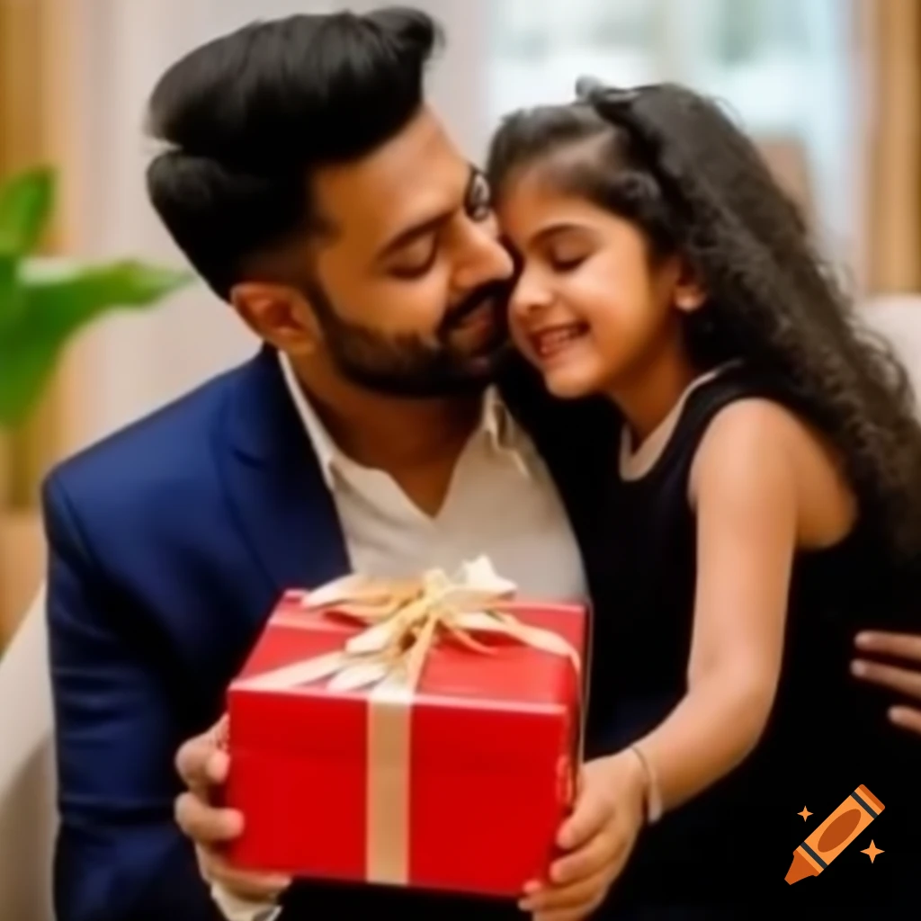Indian father and daughter sharing a warm moment in cozy indoor setting