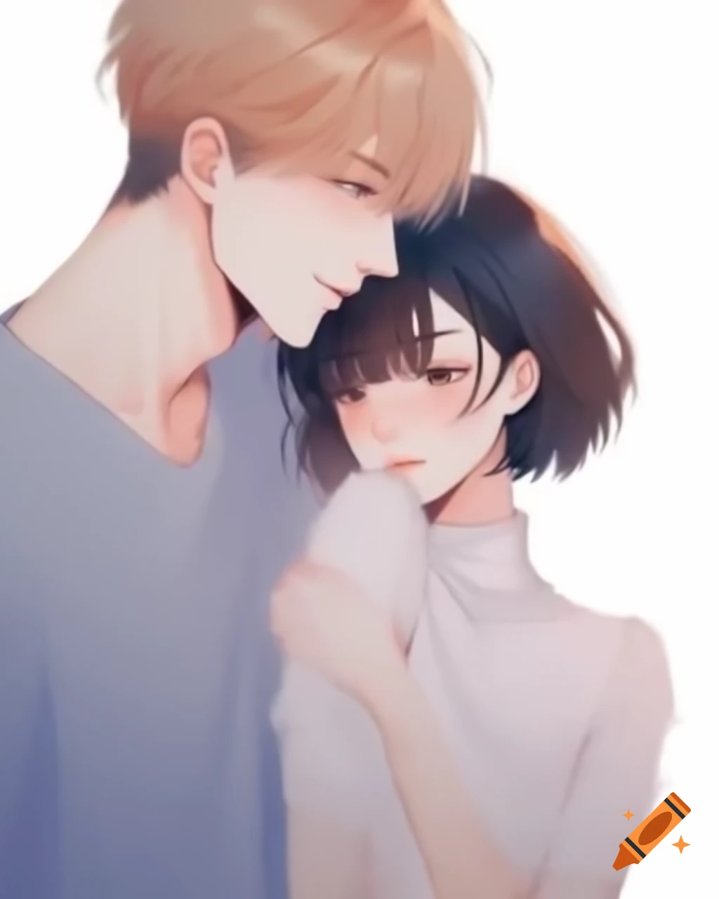 Couple in Manhwa style illustration on white background, 4k HD