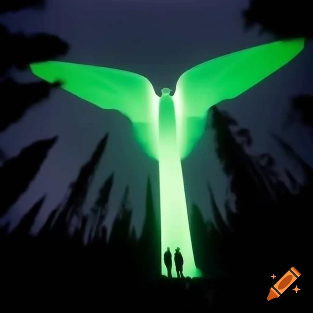 Tall green glowing angels in a forest national geographic photography