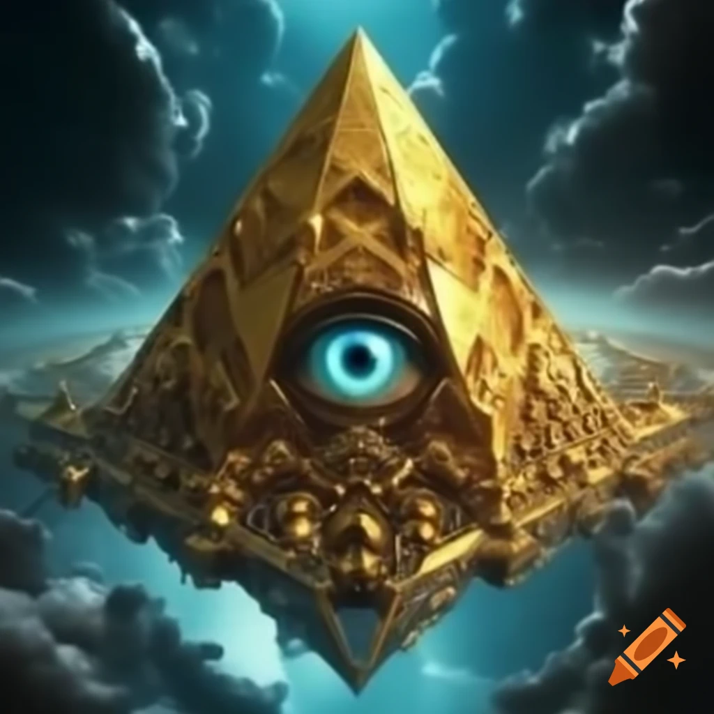 Golden triangle with serpent eye at the center on craiyon
